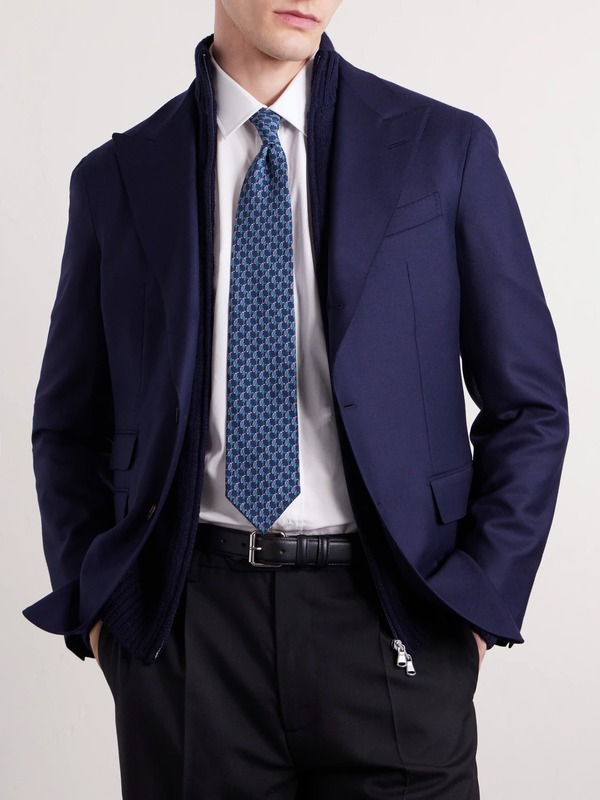  Thom Sweeney - 8cm Printed Silk Tie - Men - Blue 