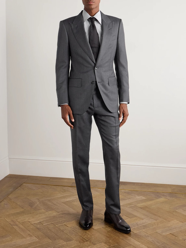  Tom Ford - Dyllan Checked Wool Suit Trousers - Men - Gray - It 46 