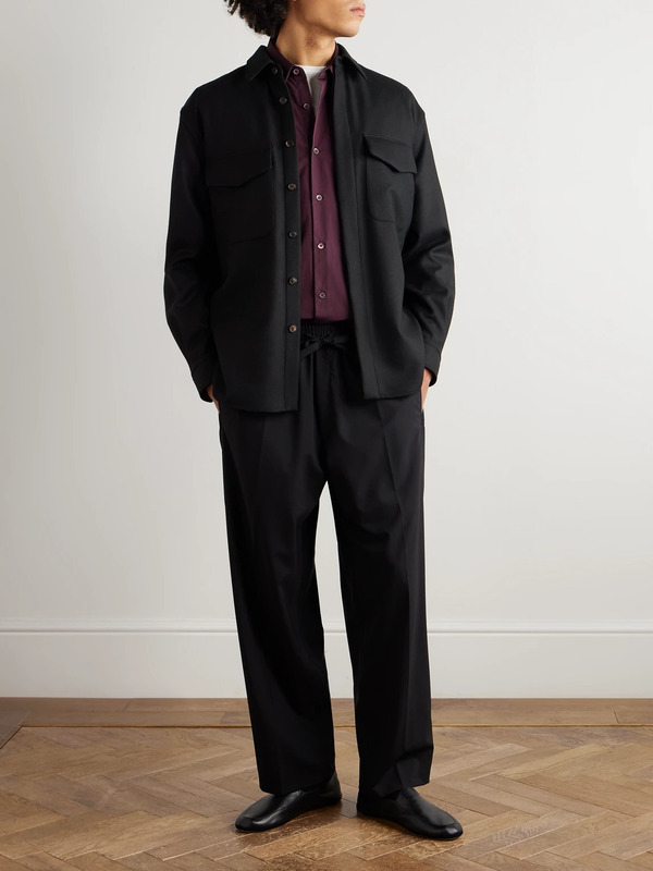  Umit Benan - Julian Straight-leg Virgin Wool Drawstring Trousers - Men - Black - It 52 