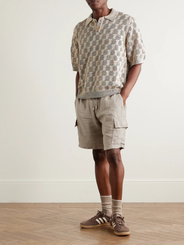  Vilebrequin - Straight-leg Linen Drawstring Cargo Shorts - Men - Neutrals - S 