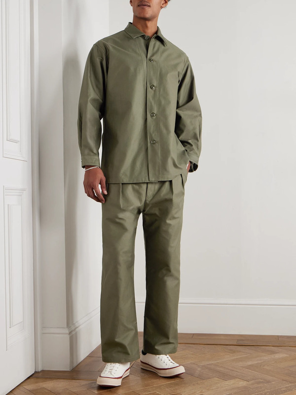  Wtaps - Straight-leg Pleated Cotton Trousers - Men - Green - S 