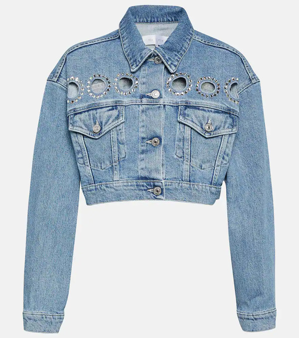  7 For All Mankind 7 For All Mankind Babe Embellished Cropped Denim Jacket 