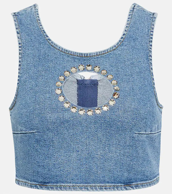  7 For All Mankind 7 For All Mankind Embellished Denim Crop Top 