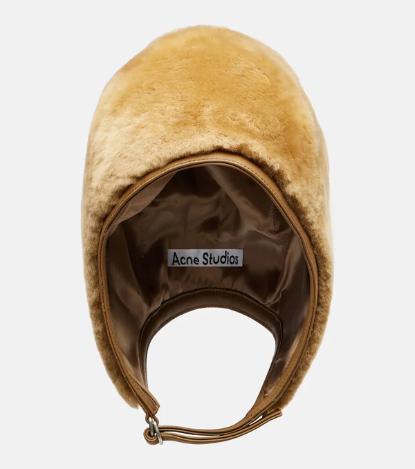  Acne Studios Acne Studios Belmer Leather-trimmed Shearling Hat 