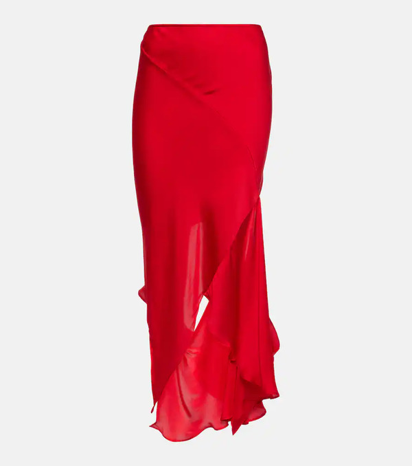  Acne Studios Acne Studios Deconstructed Cutout Silk Midi Skirt 
