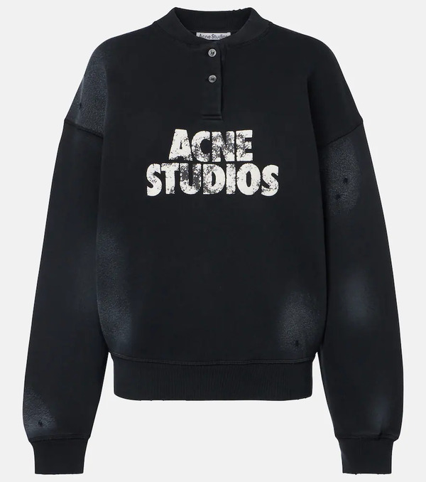  Acne Studios Acne Studios Distressed Logo Cotton Fleece Sweatshirt 