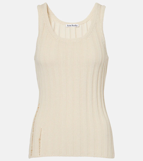  Acne Studios Acne Studios Distressed Ribbed-knit Cotton-blend Tank Top 
