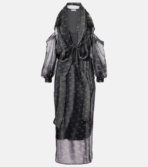  Acne Studios Acne Studios Draped Printed Sheer Jersey Midi Dress 