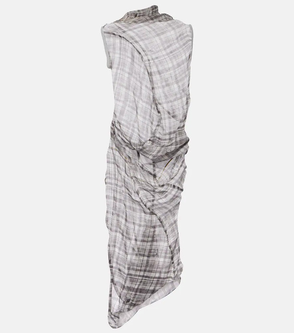  Acne Studios Acne Studios Dsaam Checked Draped Silk Midi Dress 
