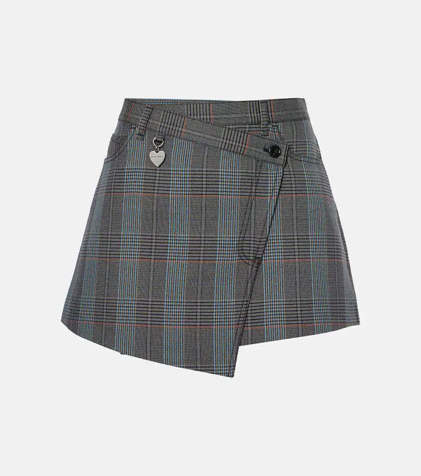  Acne Studios Acne Studios Irinna Wool-blend Plaid Wrap Skirt 