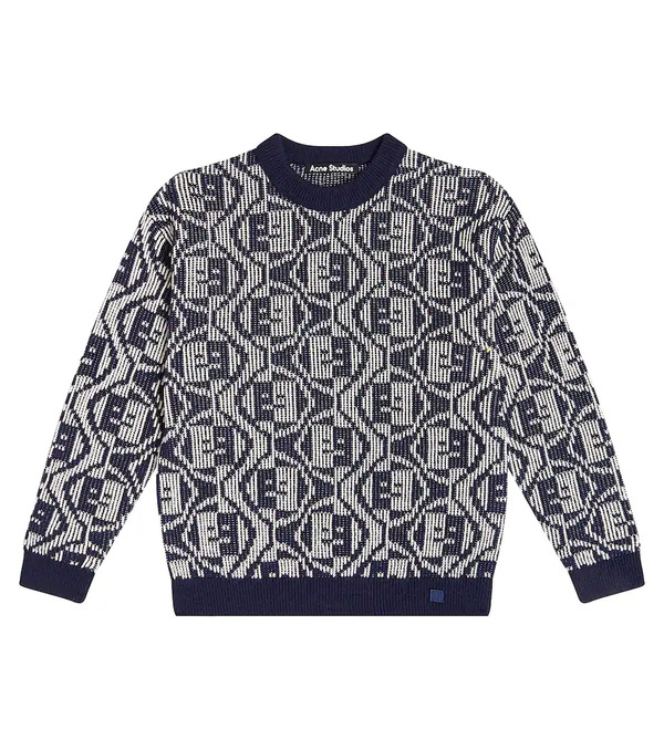  Acne Studios Kids Acne Studios Kids Face Logo Cotton Sweater 