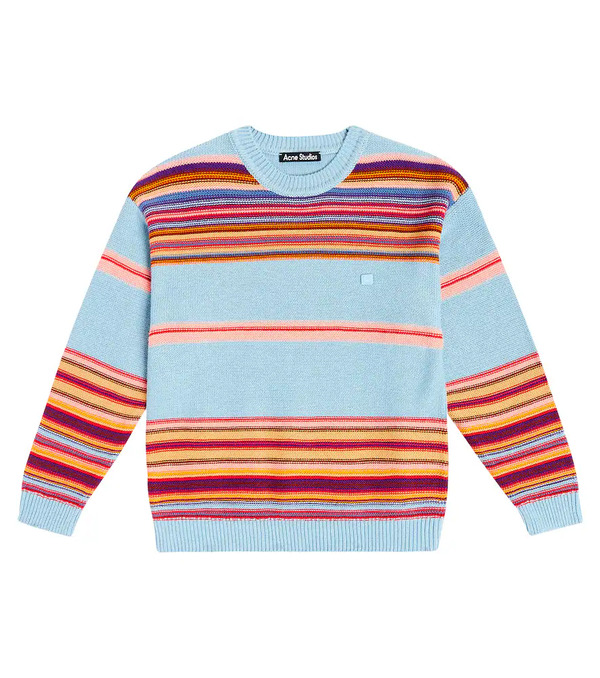  Acne Studios Kids Acne Studios Kids Face Logo Striped Cotton Sweater 