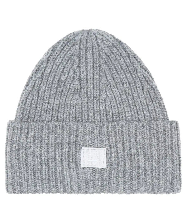  Acne Studios Kids Acne Studios Kids Face Ribbed-knit Wool Beanie 