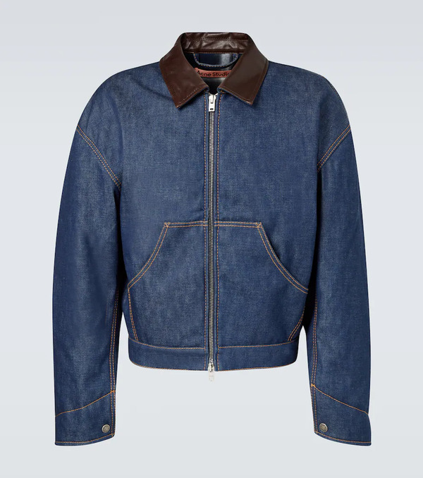  Acne Studios Acne Studios Leather-trimmed Denim Jacket 