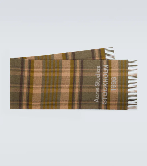  Acne Studios Acne Studios Logo Checked Wool Scarf 