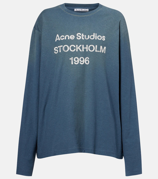  Acne Studios Acne Studios Logo Distressed Cotton-blend Jersey T-shirt 