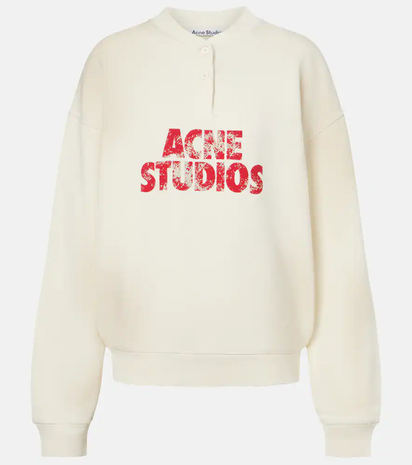  Acne Studios Acne Studios Logo Distressed Cotton Jersey Sweatshirt 