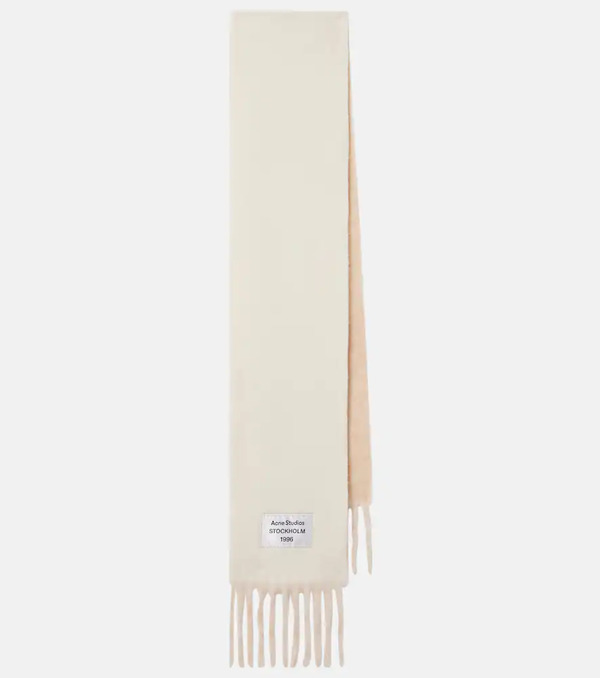  Acne Studios Acne Studios Logo Fringed Alpaca And Wool-blend Scarf 