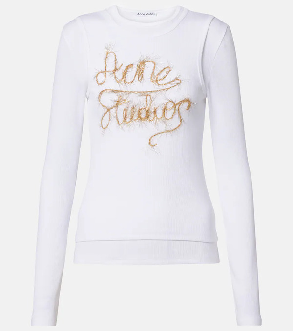  Acne Studios Acne Studios Logo Layered Cotton-blend Top 