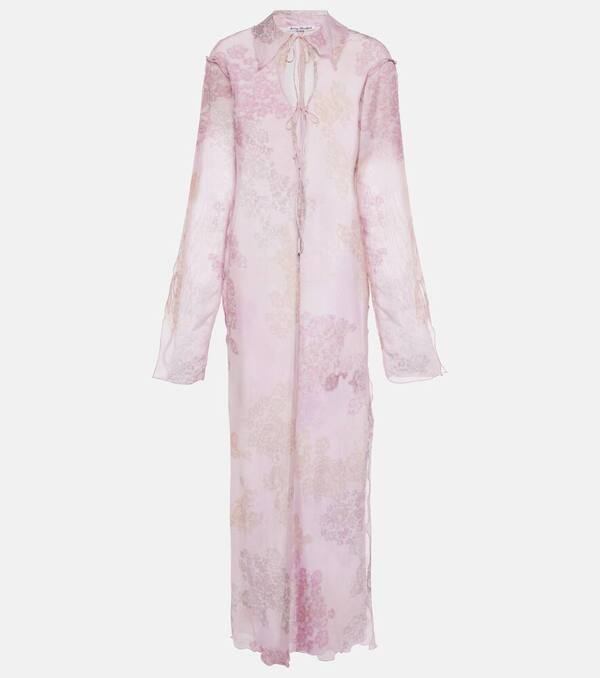  Acne Studios Acne Studios Printed Cotton And Silk Chiffon Midi Dress 