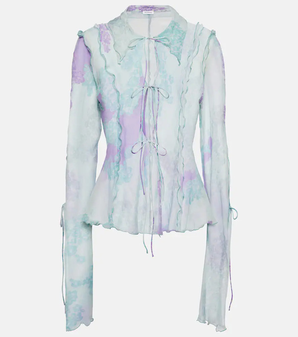  Acne Studios Acne Studios Printed Cotton And Silk Chiffon Top 