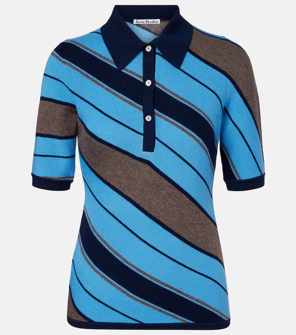  Acne Studios Acne Studios Ribbed-knit Striped Wool Polo Shirt 