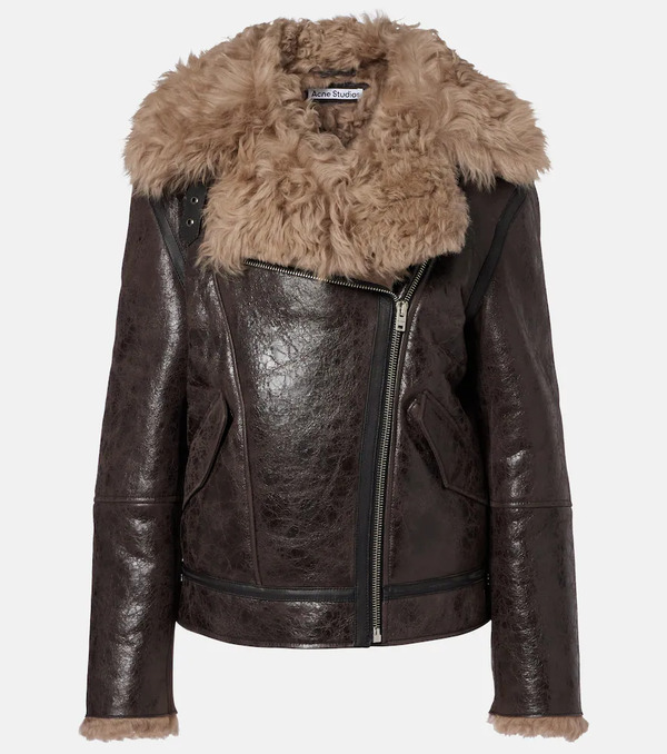  Acne Studios Acne Studios Shearling-trimmed Leather Jacket 