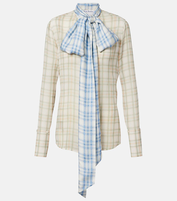  Acne Studios Acne Studios Sheer Tie-neck Silk Blouse 