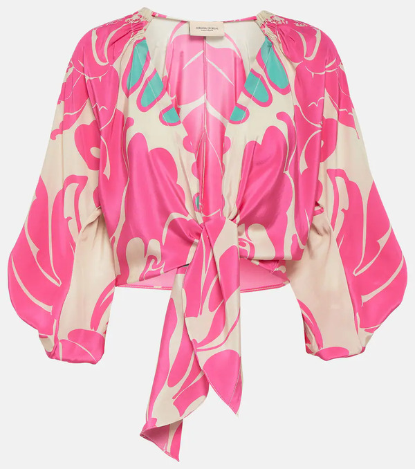  Adriana Degreas Adriana Degreas Printed Puff-sleeve Silk Blouse 