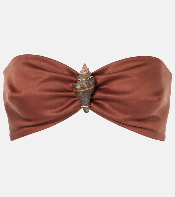  Adriana Degreas Adriana Degreas Shell-embellished Cotton-blend Bra Top 