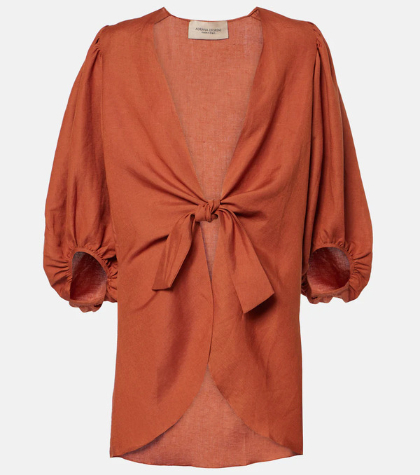  Adriana Degreas Adriana Degreas Solid Linen-blend Shirt 