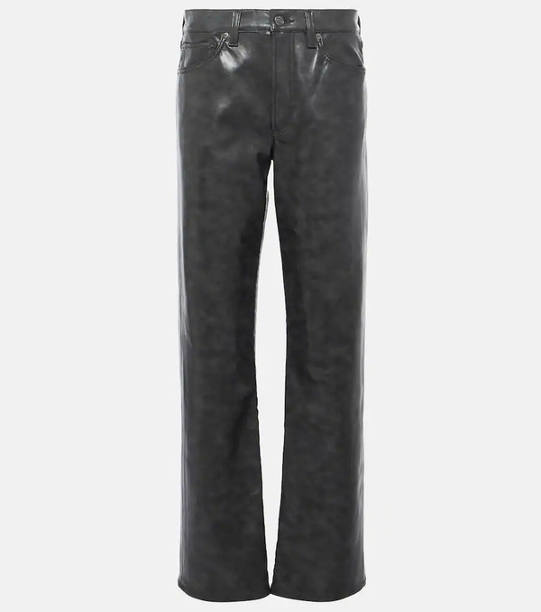  Agolde Agolde Sloane Mid-rise Leather Straight Pants 