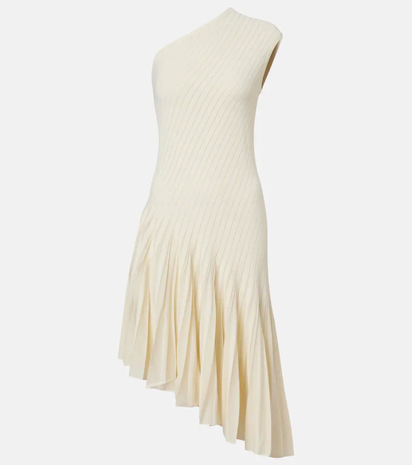  Alaia Alaã¯a Asymmetric Pleated Crãªpe Midi Dress 