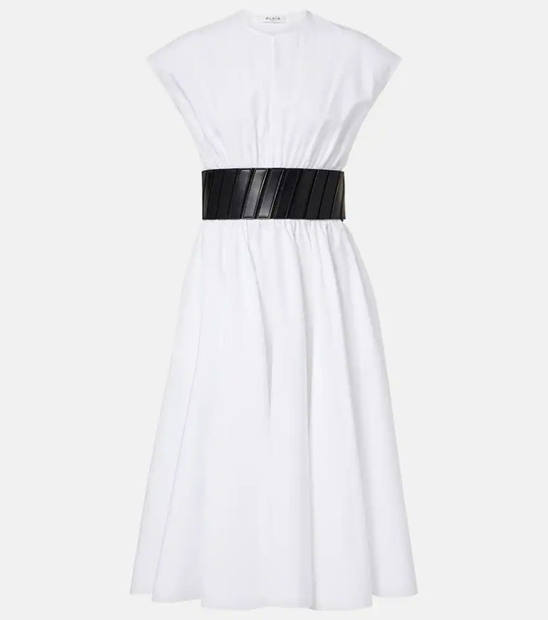  Alaia Alaã¯a Belted Cotton Midi Dress 