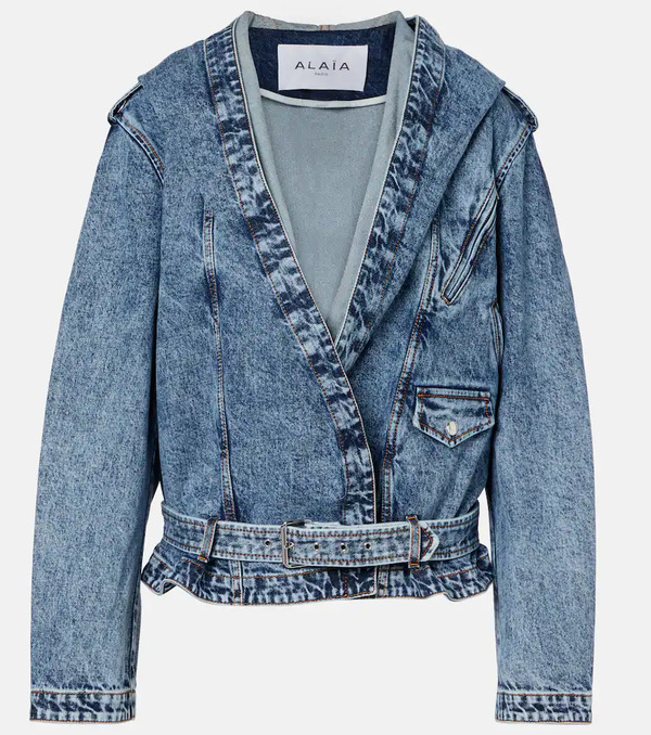  Alaia Alaã¯a Belted Hooded Denim Jacket 