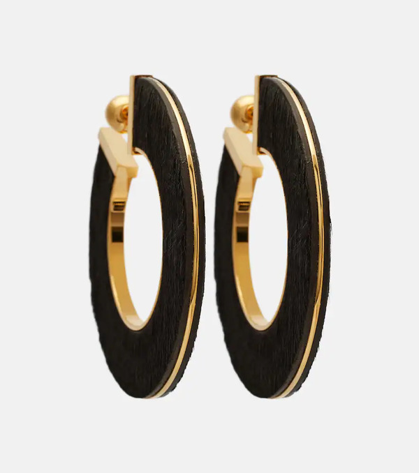  Alaia Alaã¯a Blade Medium Leather Hoop Earrings 