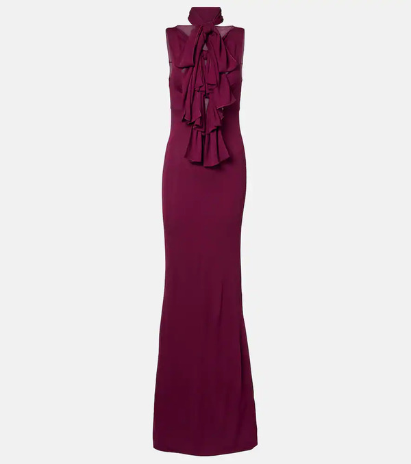  Alaia Alaã¯a Bow-detail Halterneck Jersey Gown 
