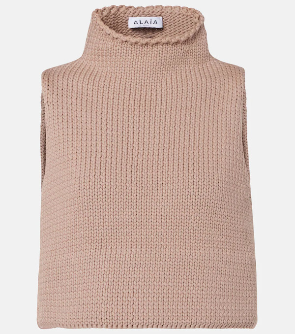  Alaia Alaã¯a Cropped Cotton-blend Turtleneck Top 