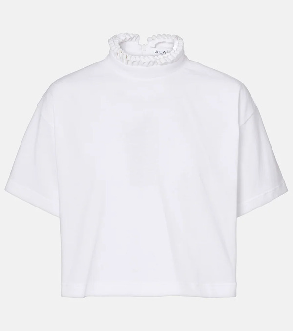 Alaia Alaã¯a Cropped Cotton Jersey Turtleneck Top 