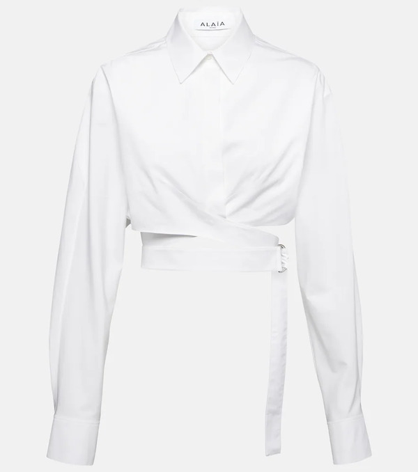  Alaia Alaã¯a Cropped Cotton Poplin Shirt 