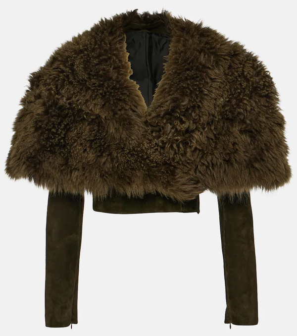  Alaia Alaã¯a Cropped Shearling And Suede Jacket 
