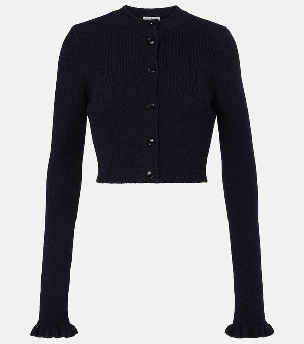  Alaia Alaã¯a Cropped Wool And Silk-blend Cardigan 