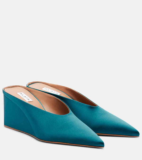  Alaia Alaã¯a Cube Satin Wedge Mules 