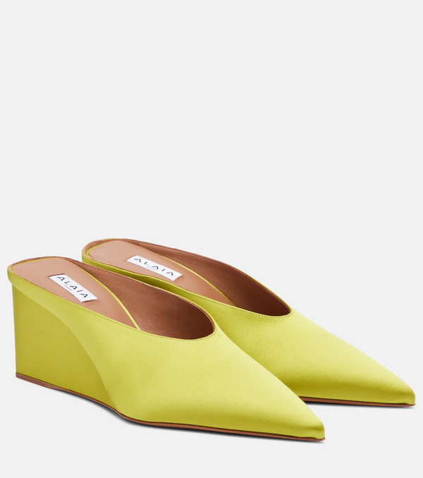  Alaia Alaã¯a Cube Satin Wedge Mules 