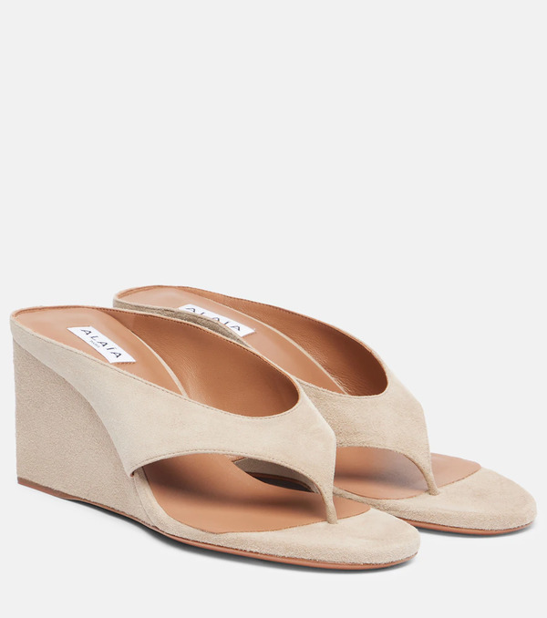  Alaia Alaã¯a Cube 75 Suede Thong Sandals 
