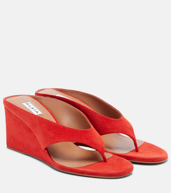  Alaia Alaã¯a Cube Suede Wedge Thong Sandals 