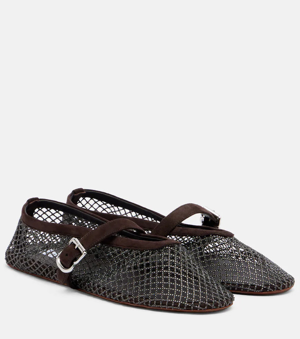  Alaia Alaã¯a Embellished Fishnet Mary Jane Flats 