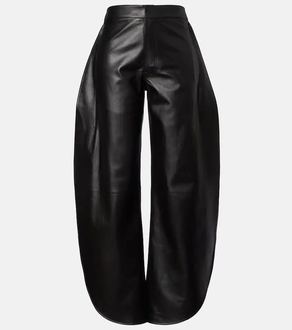  Alaia Alaã¯a High-rise Leather Barrel-leg Pants 
