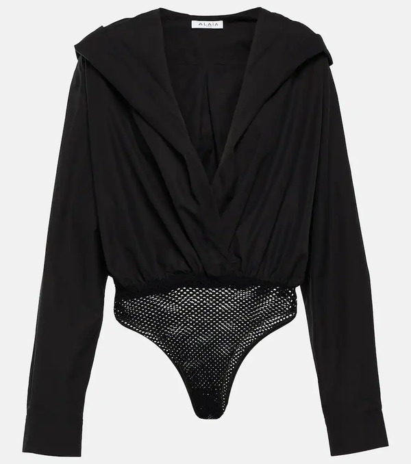  Alaia Alaã¯a Hooded Cotton Bodysuit 