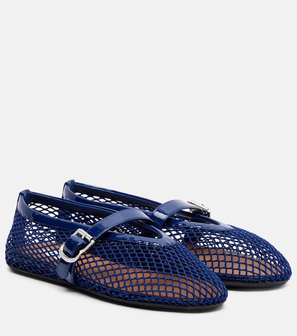  Alaia Alaã¯a Leather-trimmed Fishnet Ballet Flats 